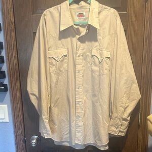 Western Pearl Snap Button-Up Shirt in Beige